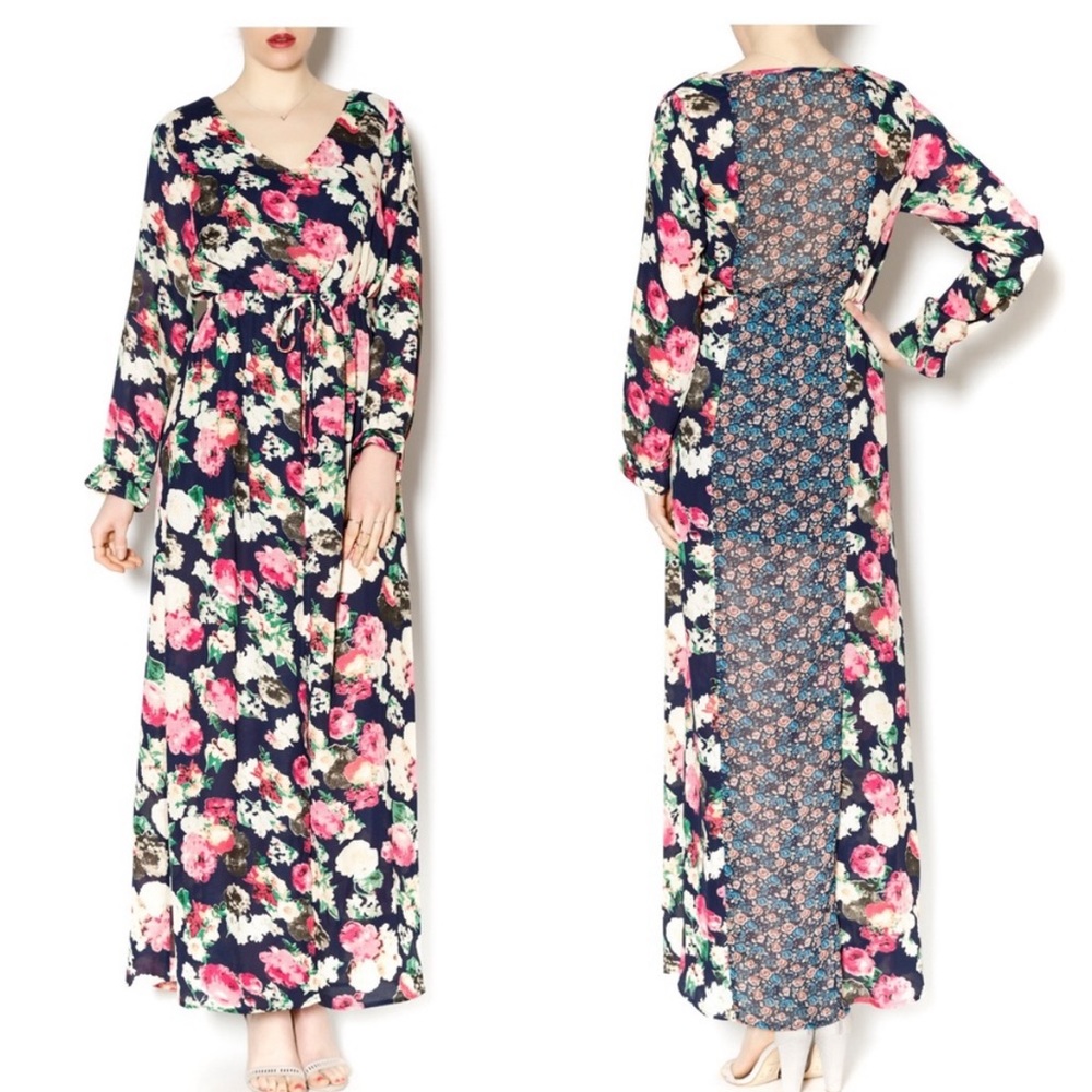 Umgee Small Floral Maxi Slit Front Full Length Festival Dress